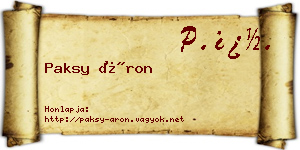 Paksy Áron névjegykártya