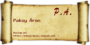 Paksy Áron névjegykártya