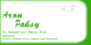 aron paksy business card