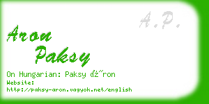 aron paksy business card